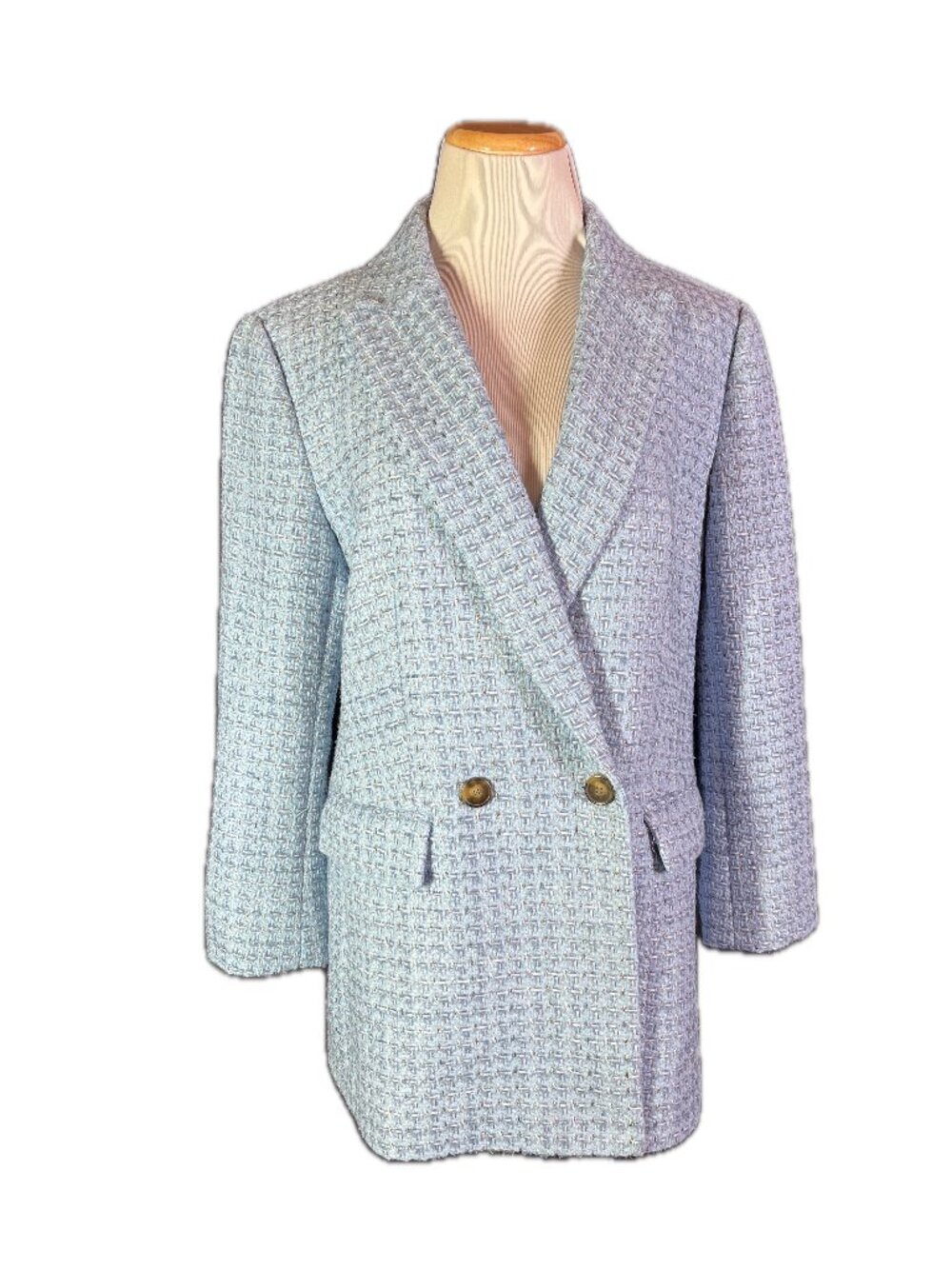 Ann Taylor Size 10 "The Crosby" Blue Tweed Blazer Jacket *Sleeves Tailored